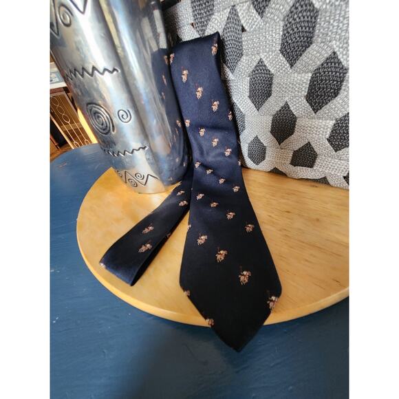 Vintage $95 Navy Polo Pony Silk Tie Equestrian Preppy Core Horse Race Executive - Picture 6 of 7